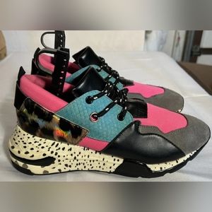 Steve Madden CLIFF Sneakers Pink Turquoise Leopard Gray Bright Multi 9